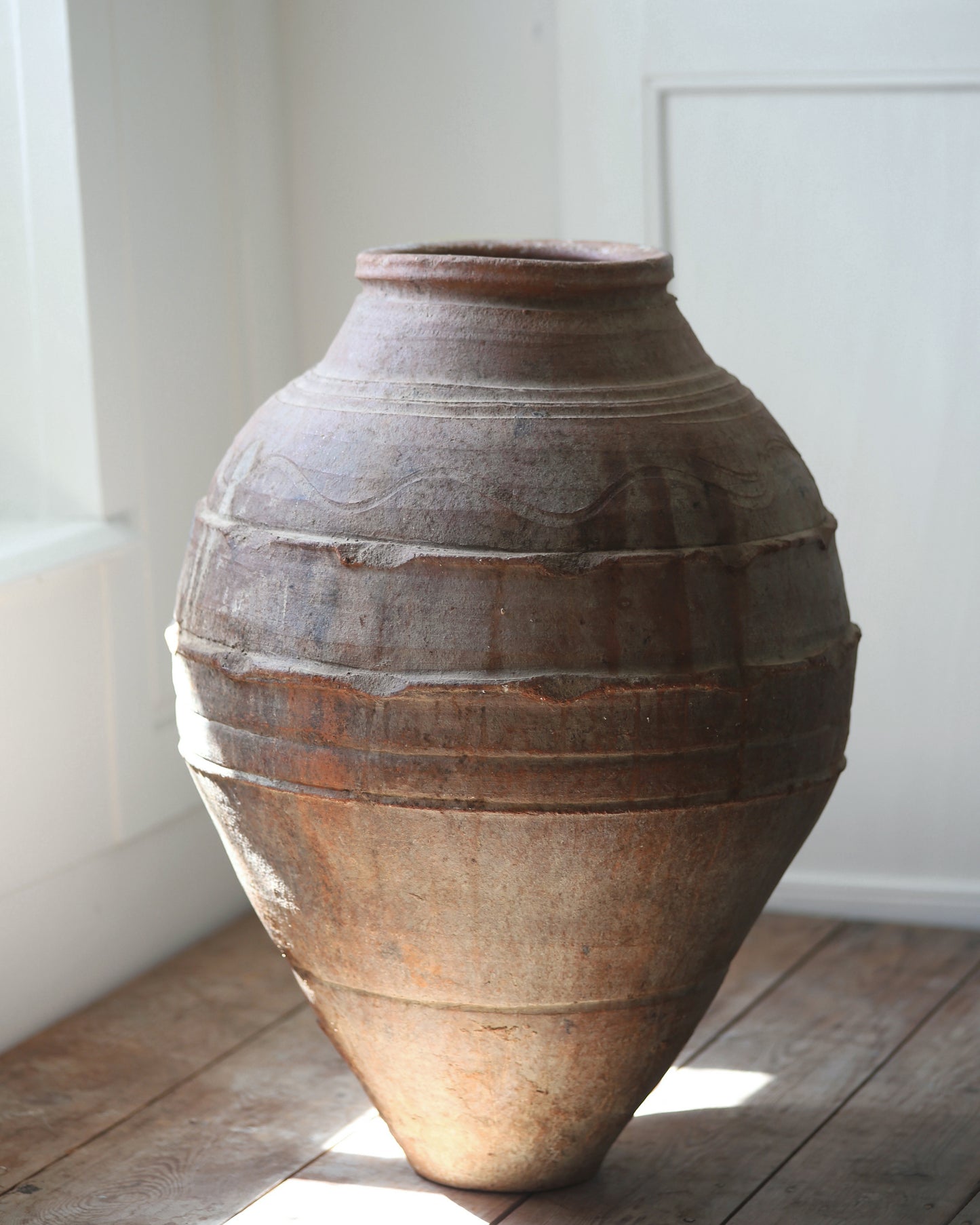 Huge heavy antique terracotta pot for statement interior or garden urn