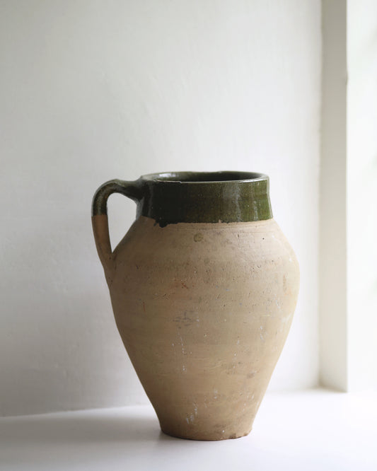 Antique olive green glazed pottery