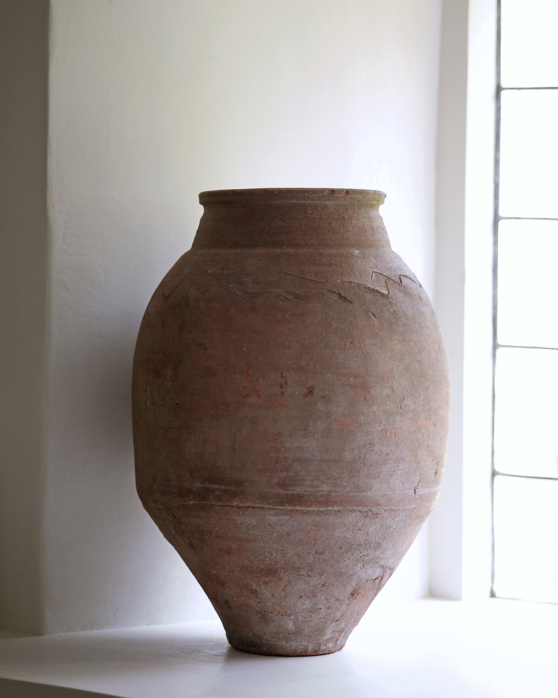 Large statement size rustic antique terracotta vase