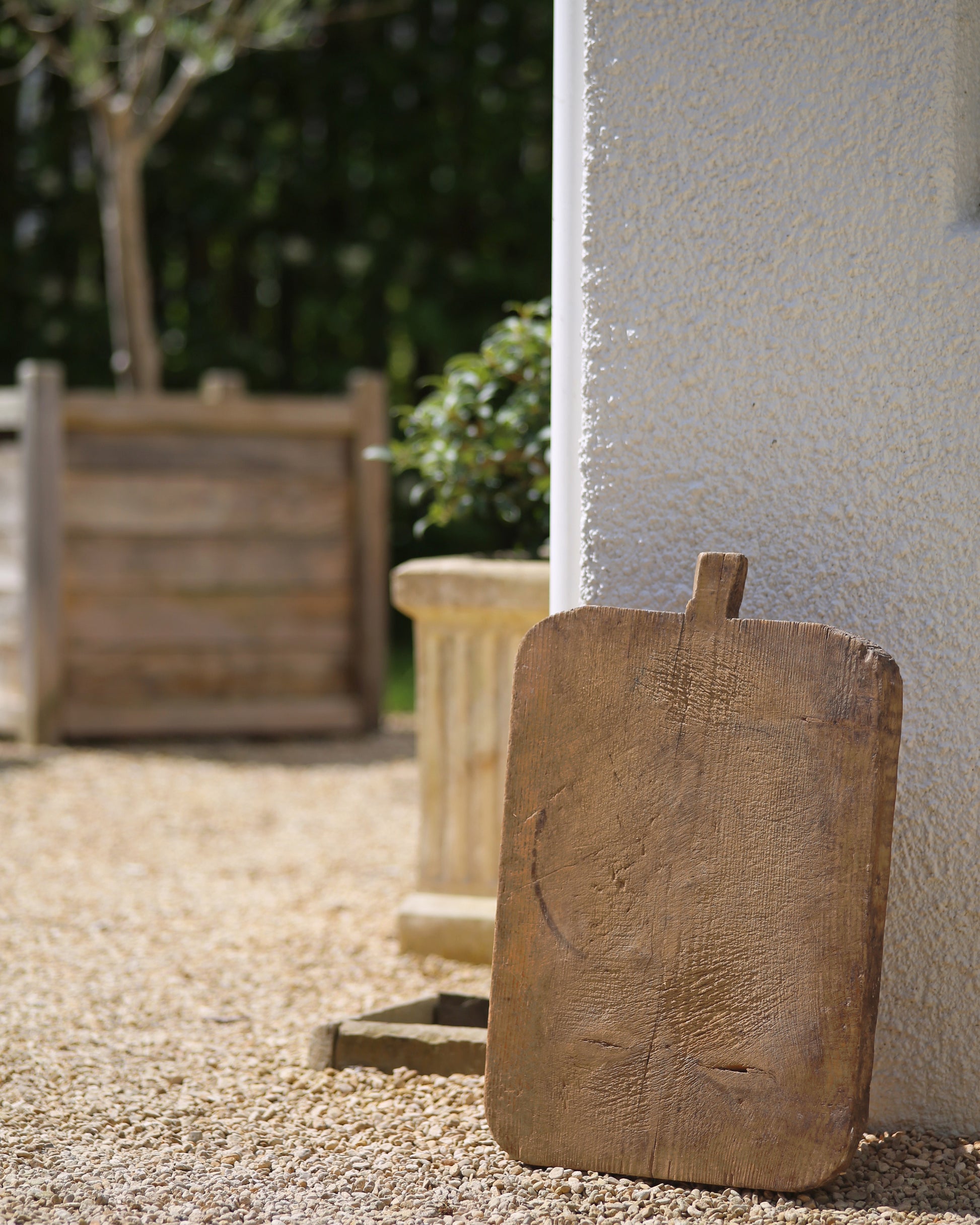 Rustic wooden display board on legs for display