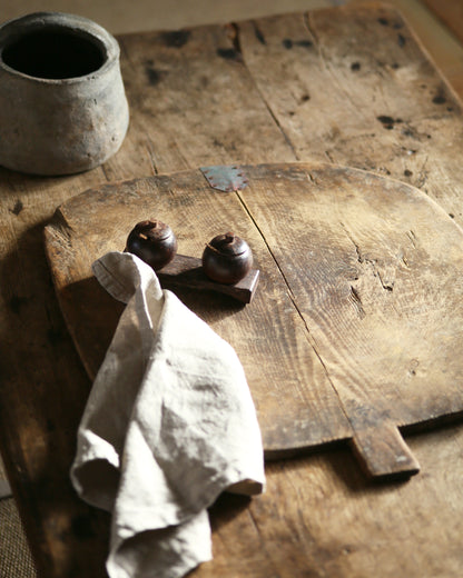 Extra large vintage wooden chopping board styled for kitchen