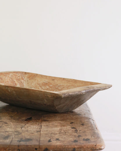 Original detail of wooden dough bowl