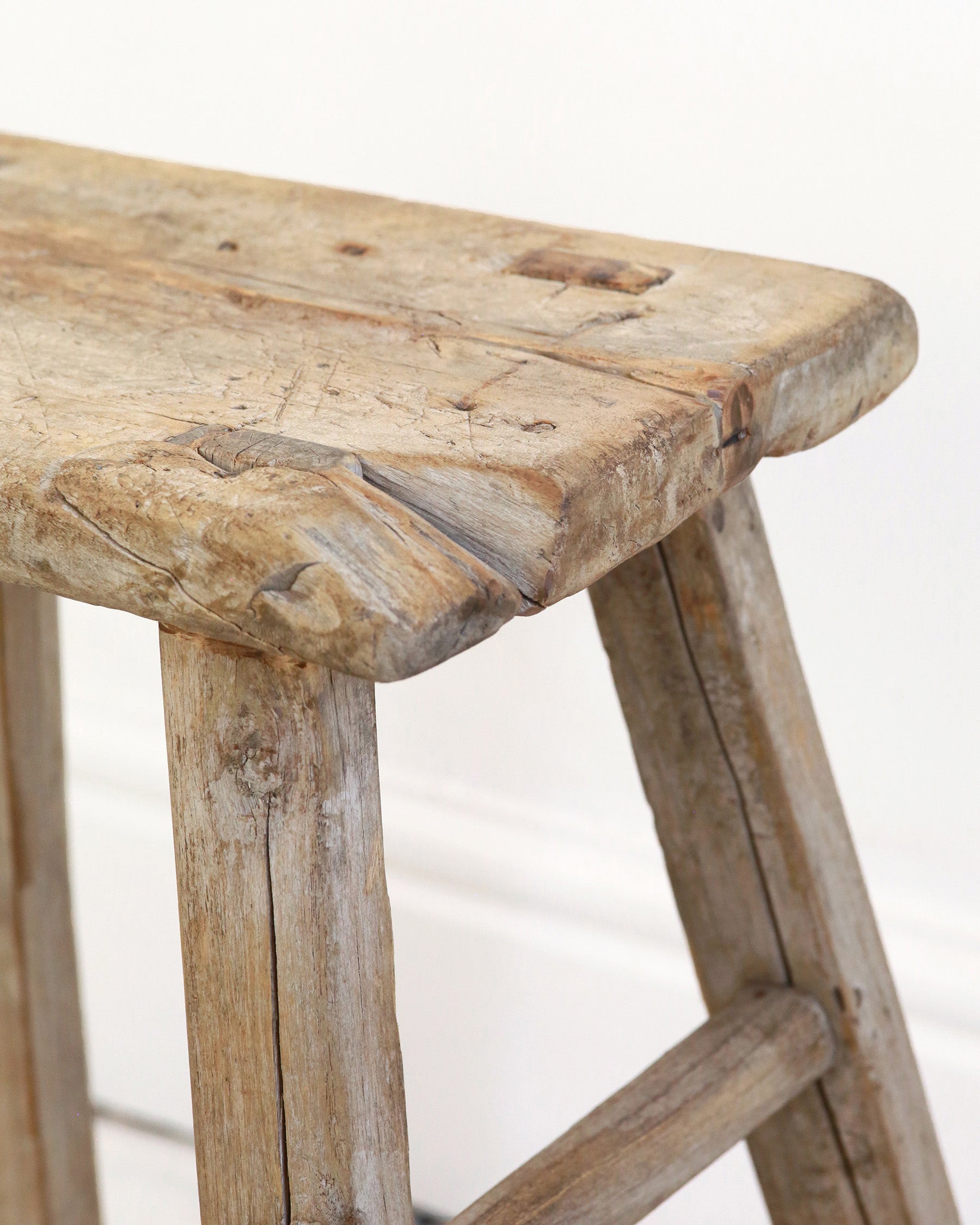 Character detail of elm wood stool